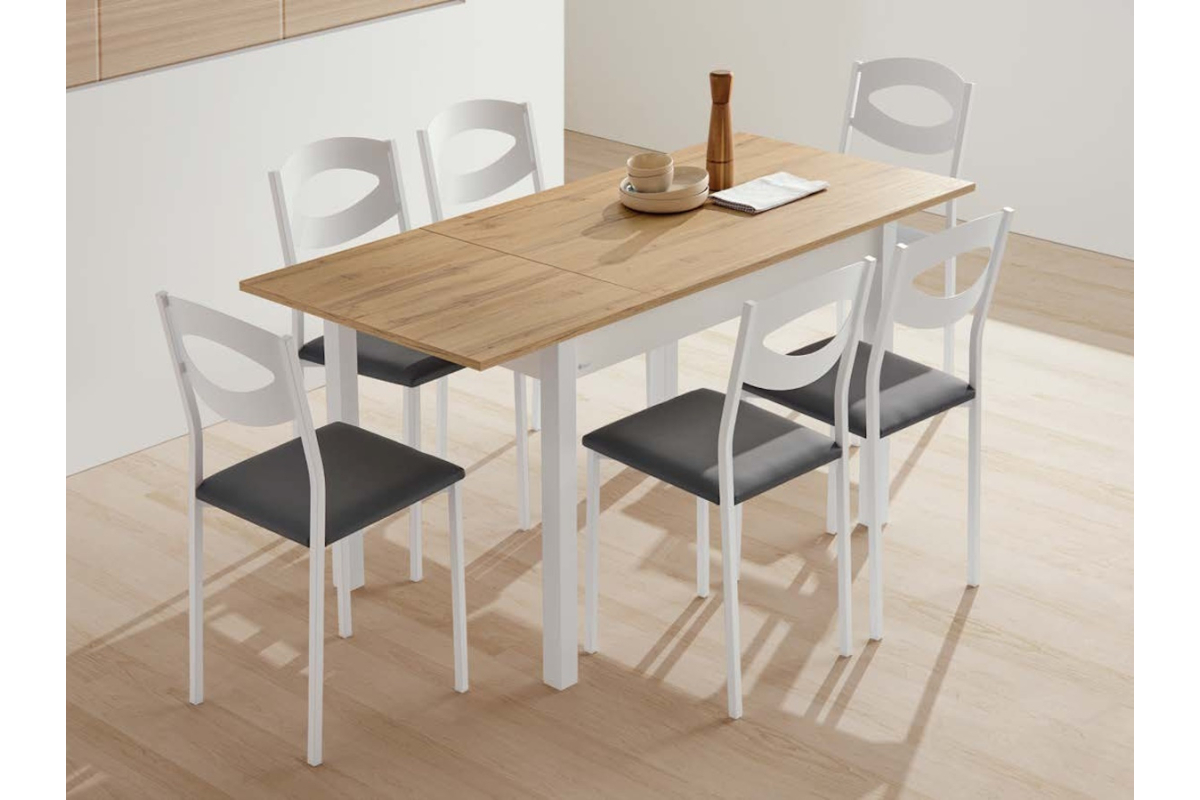 Detalle mesa de cocina extensible moderna modelo Arona de Velasco