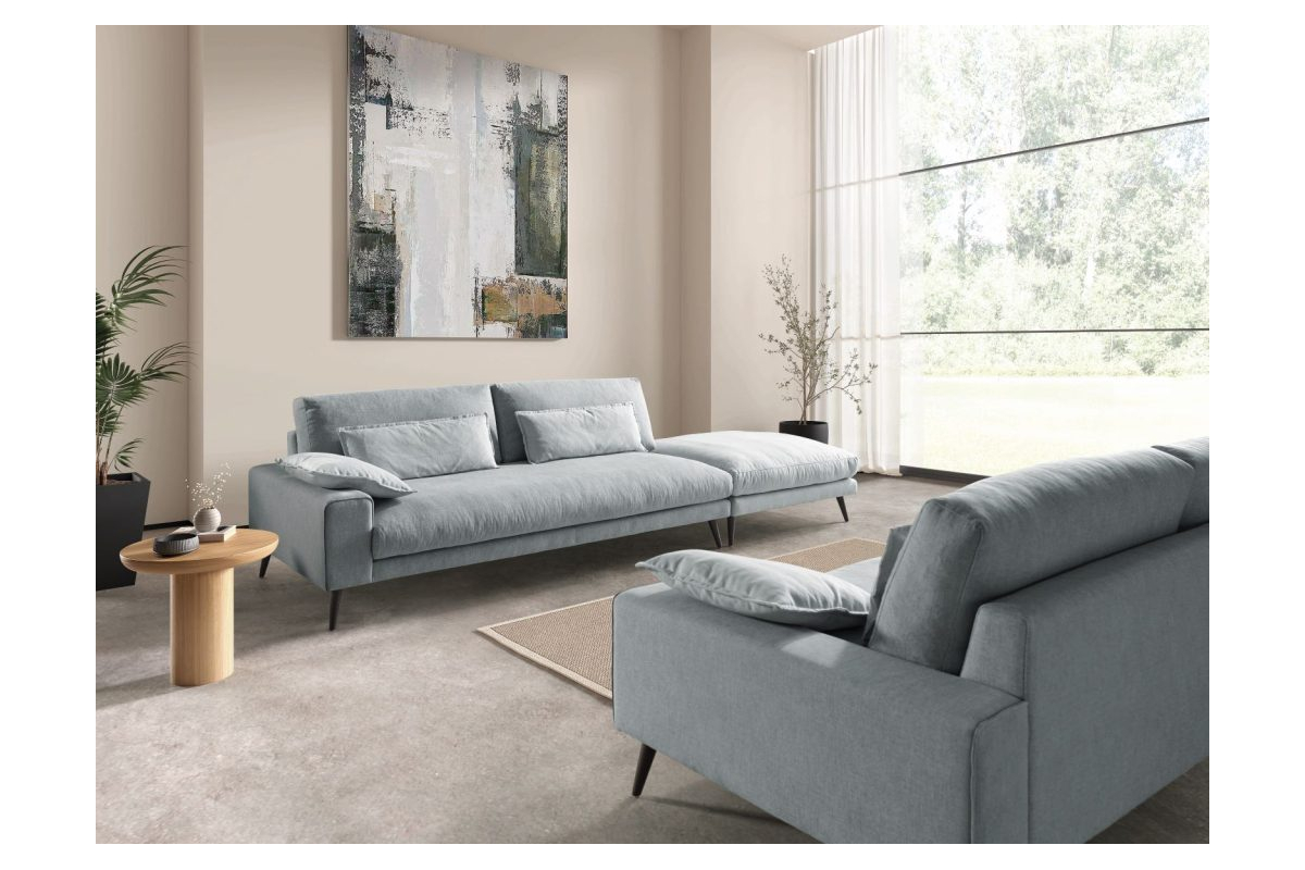 Sofá moderno modelo Dallas con asientos fijos con diseño minimalista de Pedro Ortiz