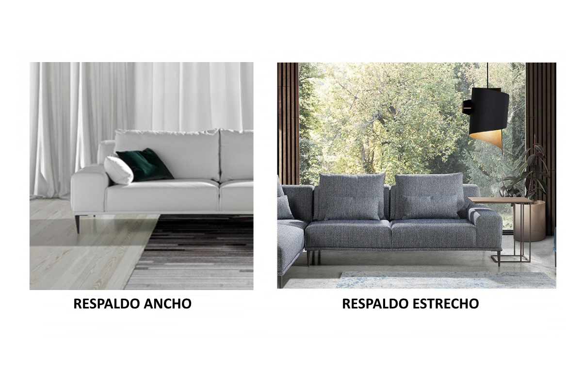 Detalle respaldos del sofá chaiselongue con asientos fijos modelo Dove diseño minimalista de Afos Sofás
